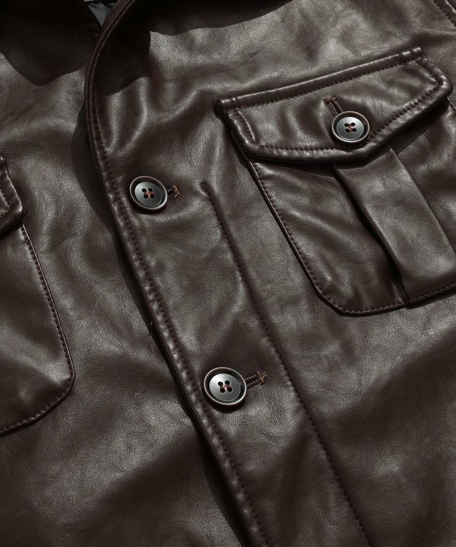 Coffee Brown PU Leather Zip Up Jacket for Men | Casual Wear