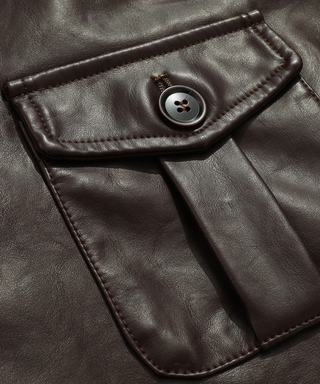 Coffee Brown PU Leather Zip Up Jacket for Men | Casual Wear