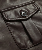 Coffee Brown PU Leather Zip Up Jacket for Men | Casual Wear