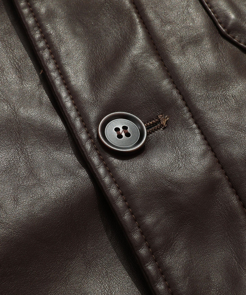 Coffee Brown PU Leather Zip Up Jacket for Men | Casual Wear