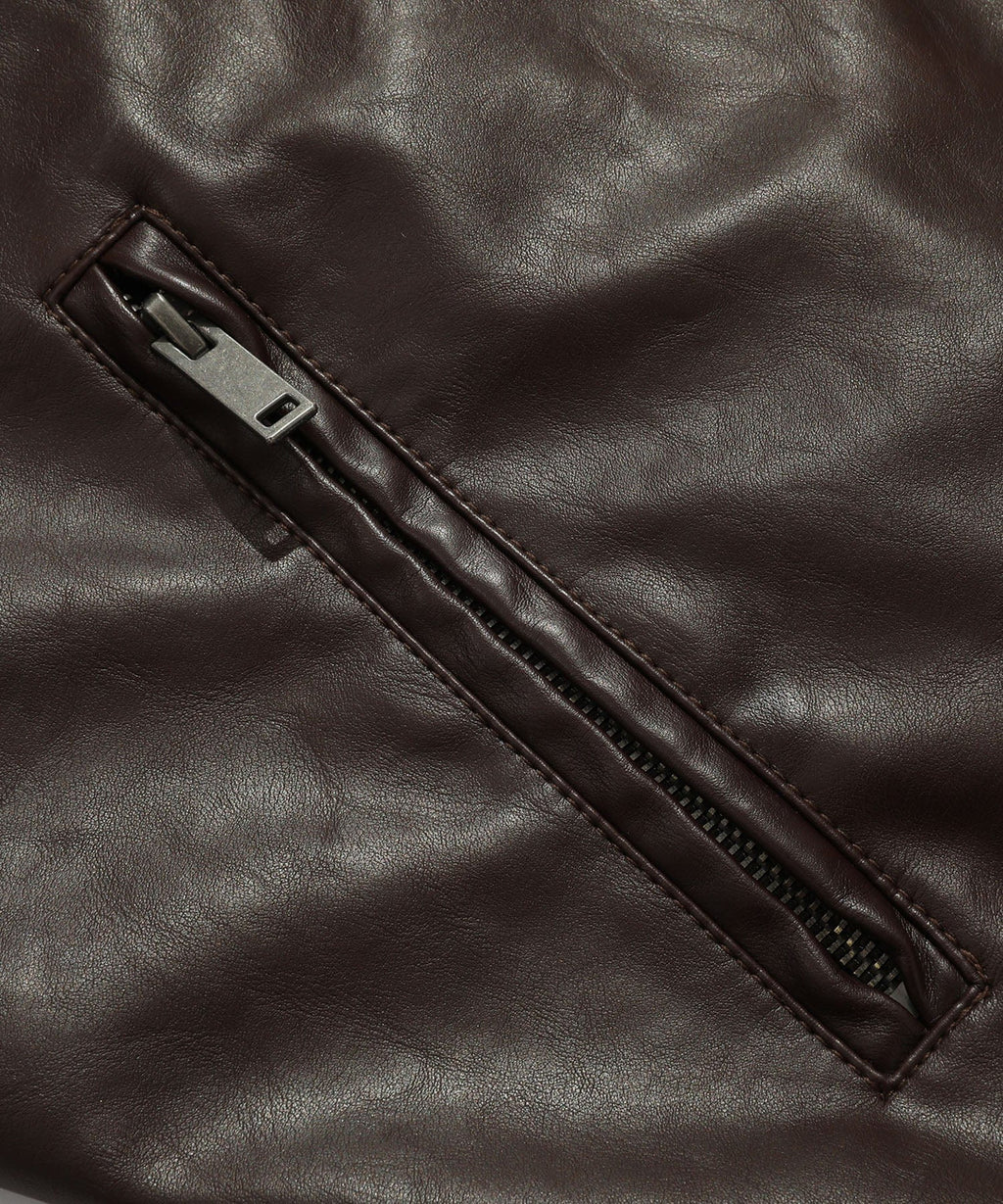 Coffee Brown PU Leather Zip Up Jacket for Men | Casual Wear