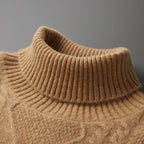 Cable Knit Cashmere Turtleneck Sweater for Men | Winter Layering