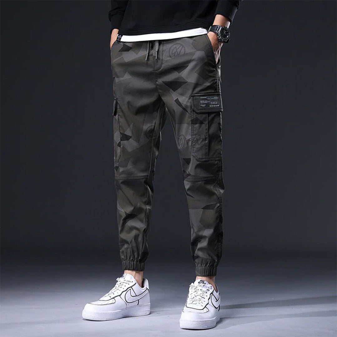 Geometric Camo Cargo Joggers for Men | Streetwear and Outdoor Use