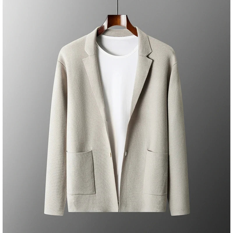 Merino Wool Knit Blazer Cardigan for Men | Office and Casual Wear
