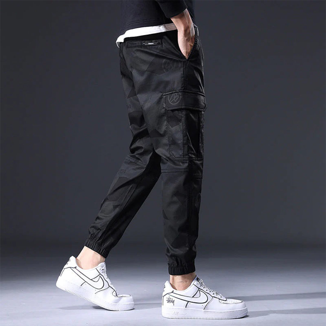 Geometric Camo Cargo Joggers for Men | Streetwear and Outdoor Use