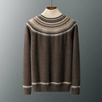 Fair Isle Yoke Quarter Zip Cashmere Blend Sweater for Men | Winter Layering