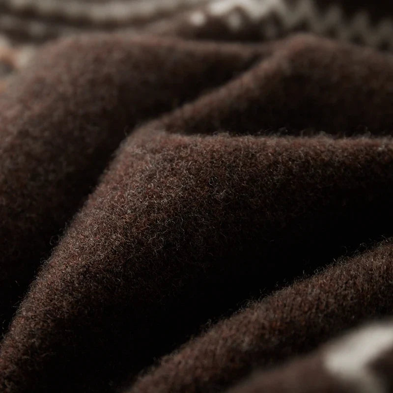 Fair Isle Yoke Quarter Zip Cashmere Blend Sweater for Men | Winter Layering