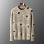 Floral Pattern Cashmere Blend Knit Sweater for Men | Casual Wear