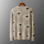 Floral Pattern Cashmere Blend Knit Sweater for Men | Casual Wear