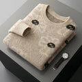Floral Pattern Cashmere Blend Knit Sweater for Men | Casual Wear