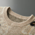 Floral Pattern Cashmere Blend Knit Sweater for Men | Casual Wear