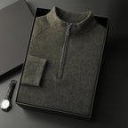 Pure Cashmere Half Zip Mock Neck Sweater for Men | Smart Casual Wear