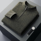 Pure Cashmere Half Zip Mock Neck Sweater for Men | Smart Casual Wear