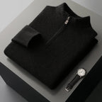 Pure Cashmere Half Zip Mock Neck Sweater for Men | Smart Casual Wear
