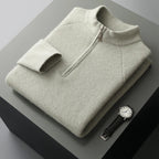 Pure Cashmere Half Zip Mock Neck Sweater for Men | Smart Casual Wear
