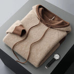 Pure Cashmere Knit Hooded Pullover Sweater for Men | Winter Layering