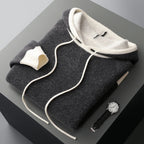 Pure Cashmere Knit Hooded Pullover Sweater for Men | Winter Layering