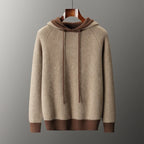 Pure Cashmere Knit Hooded Pullover Sweater for Men | Winter Layering