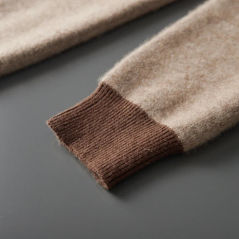 Pure Cashmere Knit Hooded Pullover Sweater for Men | Winter Layering