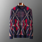 Jacquard Diamond Pattern Cashmere Blend Sweater for Men | Casual Wear