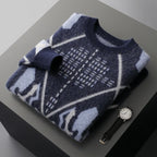 Jacquard Diamond Pattern Cashmere Blend Sweater for Men | Casual Wear