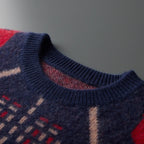 Jacquard Diamond Pattern Cashmere Blend Sweater for Men | Casual Wear