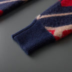 Jacquard Diamond Pattern Cashmere Blend Sweater for Men | Casual Wear