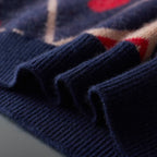 Jacquard Diamond Pattern Cashmere Blend Sweater for Men | Casual Wear