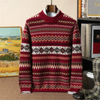 Jacquard Cashmere Blend Half Turtleneck Sweater for Men | Smart Casual Wear