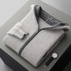 Cashmere Blend Full Zip Knit Hoodie for Men | Casual Layering