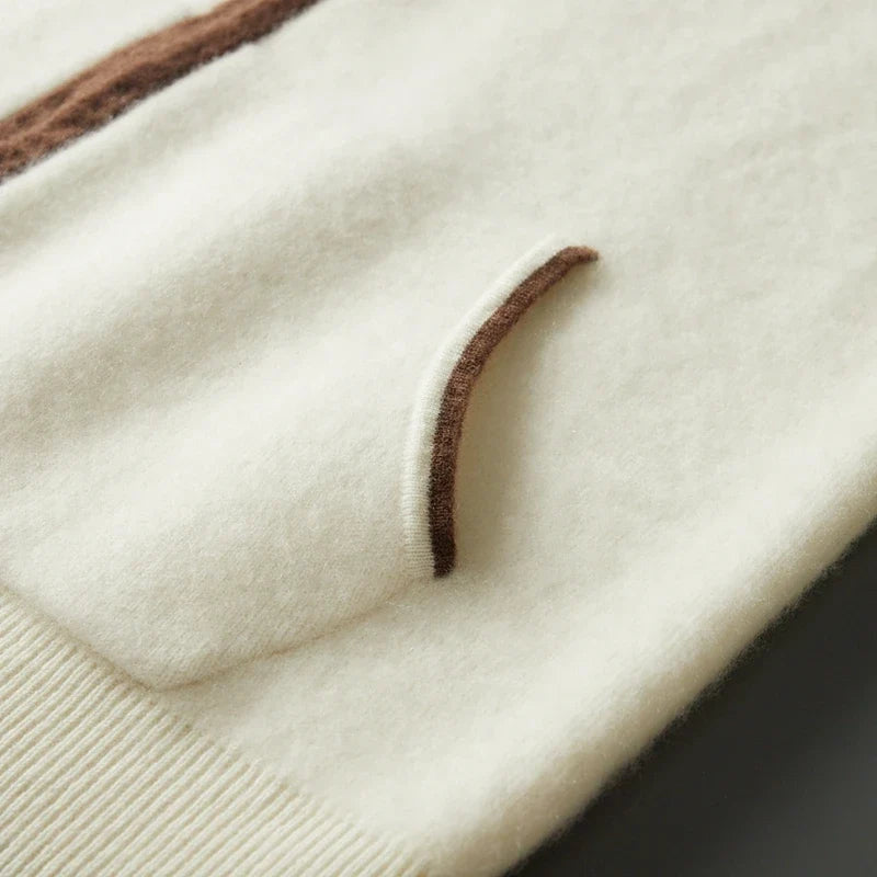 Cashmere Blend Full Zip Knit Hoodie for Men | Casual Layering