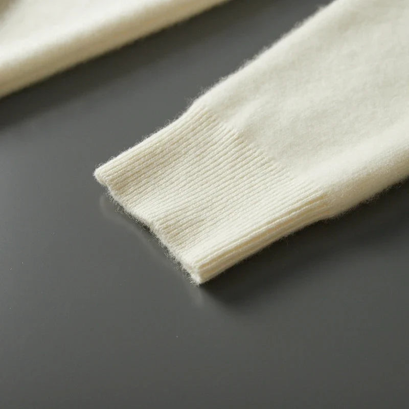 Cashmere Blend Full Zip Knit Hoodie for Men | Casual Layering