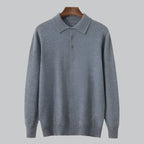 Cashmere Knit Long Sleeve Polo Sweater for Men | Smart Casual Wear