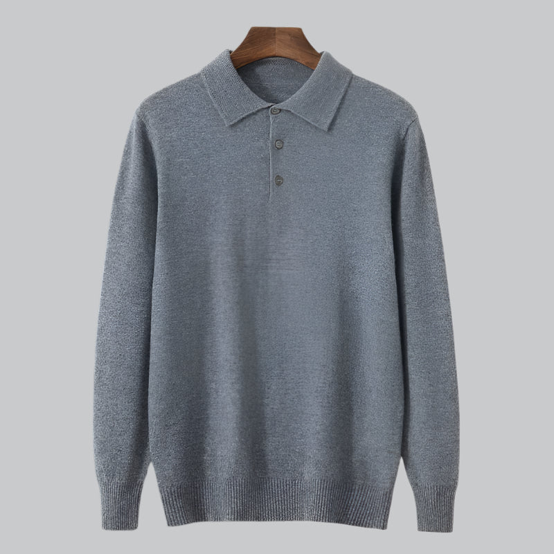 Cashmere Knit Long Sleeve Polo Sweater for Men | Smart Casual Wear