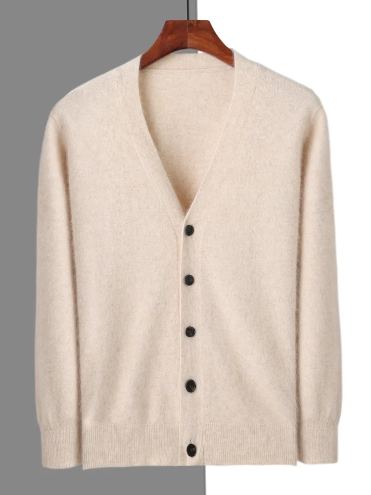 Pure Cashmere V Neck Cardigan for Men | Smart Casual Layering