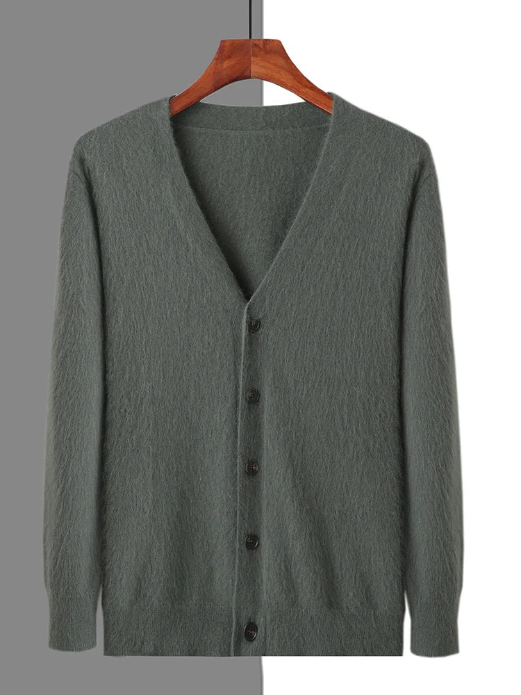 Pure Cashmere V Neck Cardigan for Men | Smart Casual Layering
