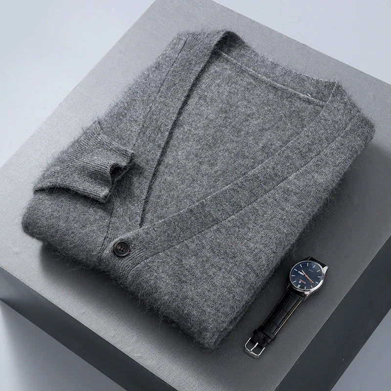 Pure Cashmere V Neck Cardigan for Men | Smart Casual Layering
