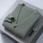 Pure Cashmere V Neck Cardigan for Men | Smart Casual Layering