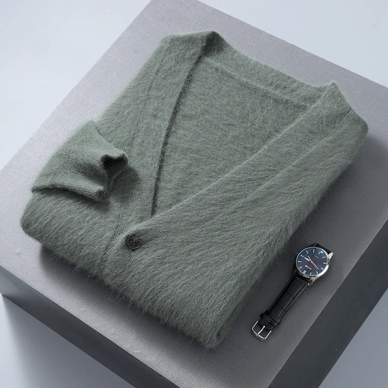 Pure Cashmere V Neck Cardigan for Men | Smart Casual Layering