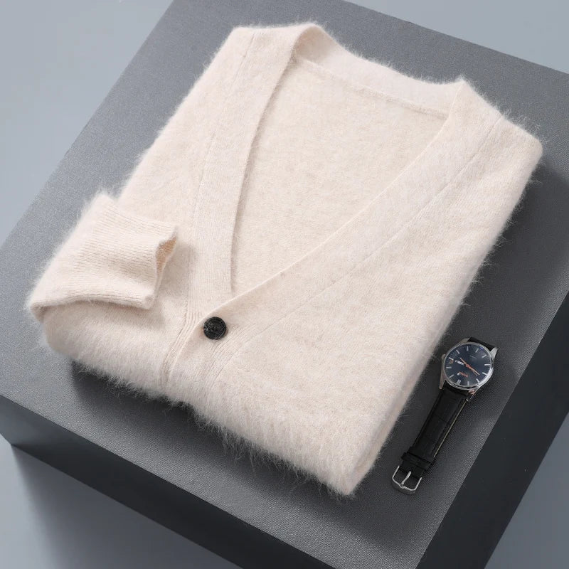 Pure Cashmere V Neck Cardigan for Men | Smart Casual Layering