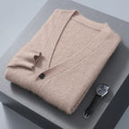 Pure Cashmere V Neck Cardigan for Men | Smart Casual Layering