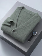 Pure Cashmere V Neck Cardigan for Men | Smart Casual Layering