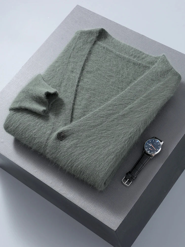 Pure Cashmere V Neck Cardigan for Men | Smart Casual Layering