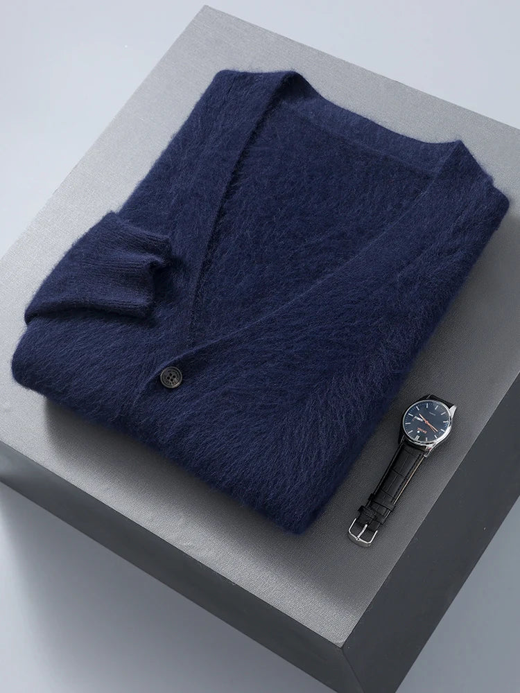 Pure Cashmere V Neck Cardigan for Men | Smart Casual Layering