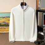 Pure Cashmere Ribbed Zip Up Cardigan for Men | Winter Layering