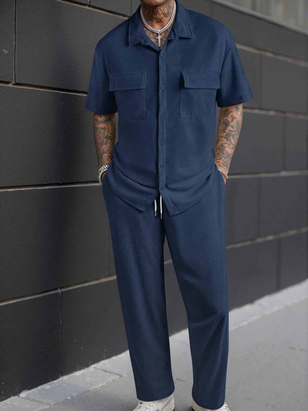 Short Sleeve Shirt and Trouser Two Piece Set for Men | Casual Wear