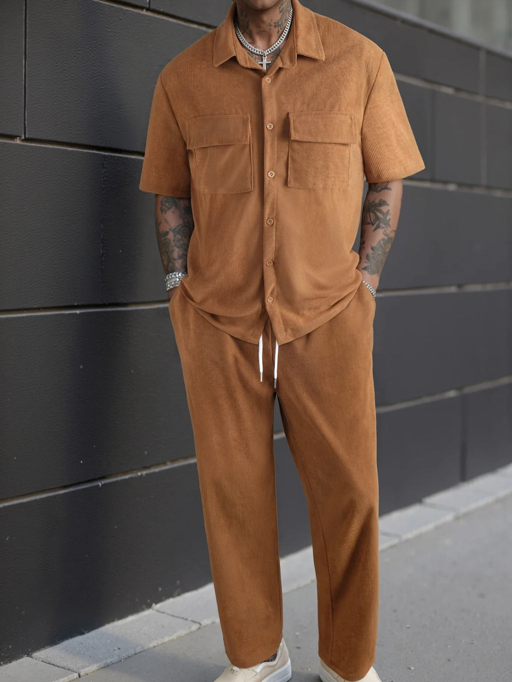 Short Sleeve Shirt and Trouser Two Piece Set for Men | Casual Wear