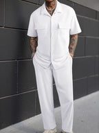 Short Sleeve Shirt and Trouser Two Piece Set for Men | Casual Wear