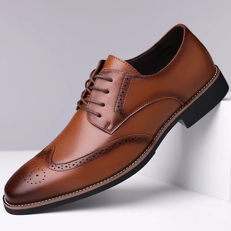 Classic Leather Brogue Wingtip Oxford Shoes for Men | Formal Wear