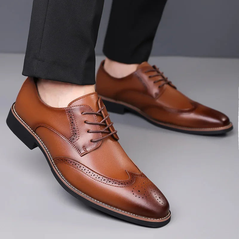 Classic Leather Brogue Wingtip Oxford Shoes for Men | Formal Wear